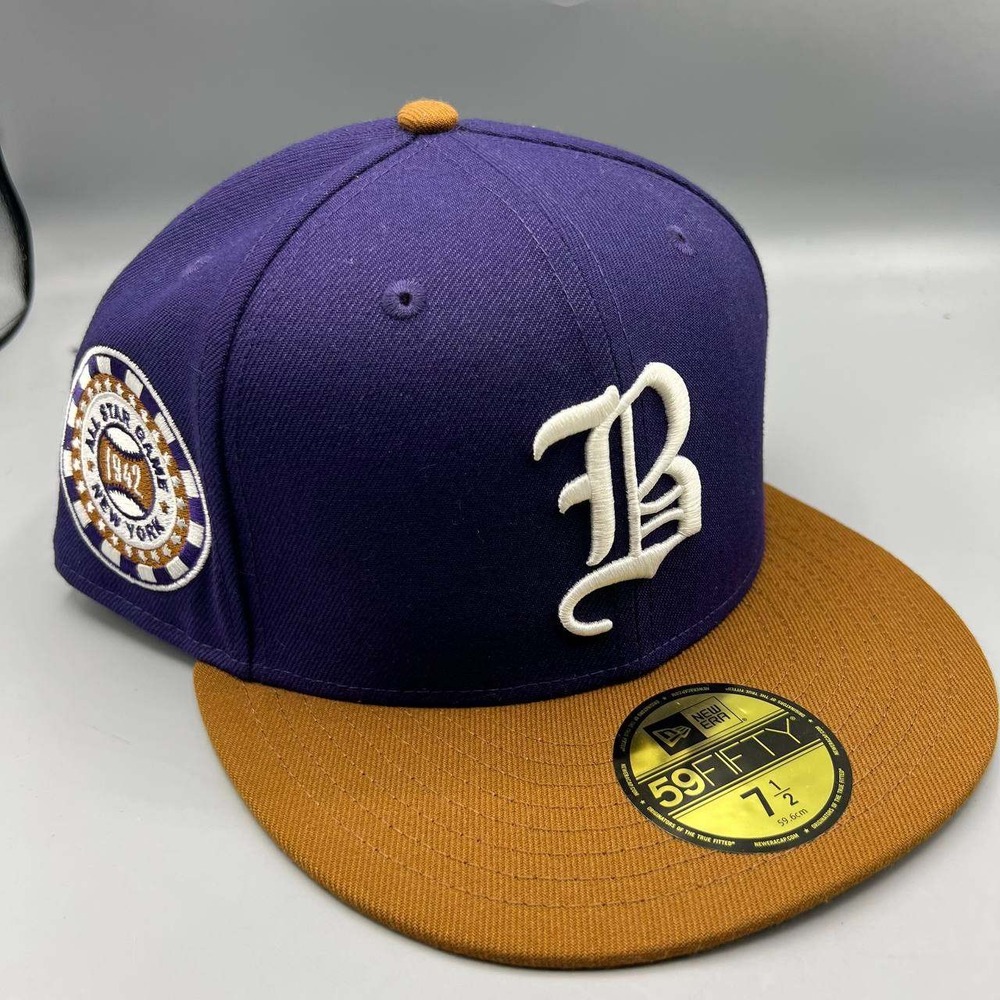 Brooklyn Dodgers Hat Men 7 1/2 Purple Brown‎ 59Fifty New Era Fitted Cap